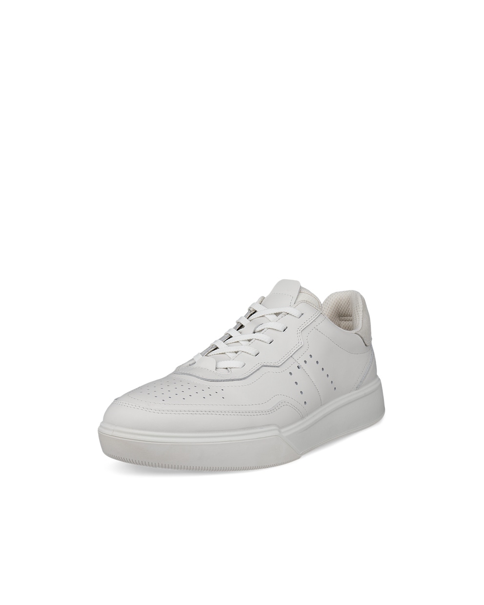 Men's ECCO® Street Court Leather Sneaker - White - Main