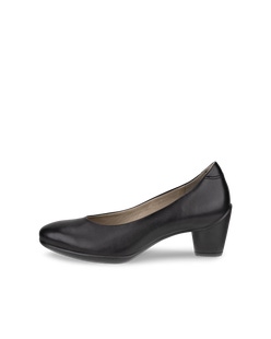 Women's ECCO® Sculptured 45 Leather Block-Heeled Pump - Black - Outside