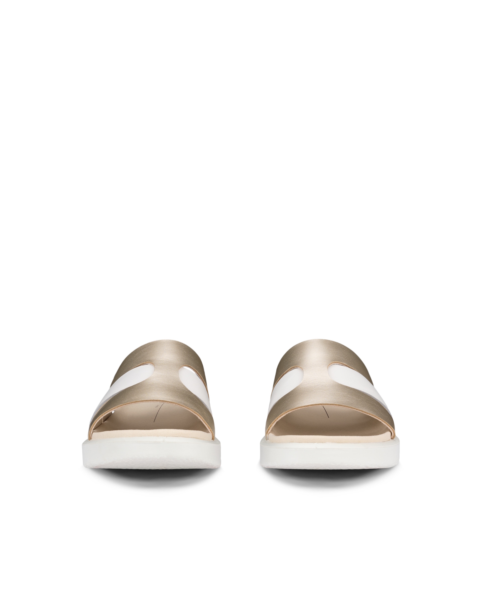 Women's ECCO® Flowt Leather Slide - Metallics - Front pair