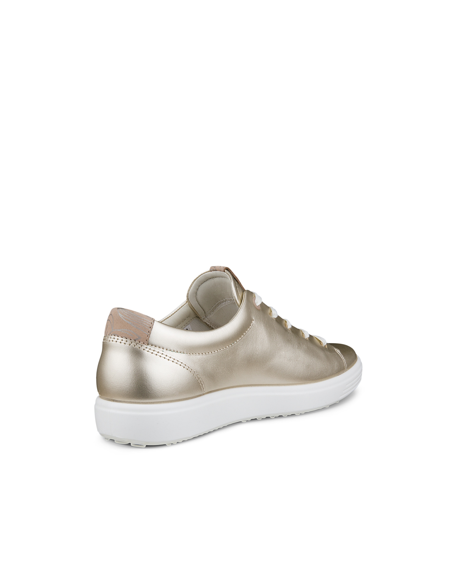 Women's ECCO® Soft 7 Leather Floral Shoe - Gold - Back