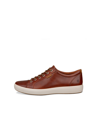 Men's ECCO® Soft 7 Leather Sneaker - Brown - Outside