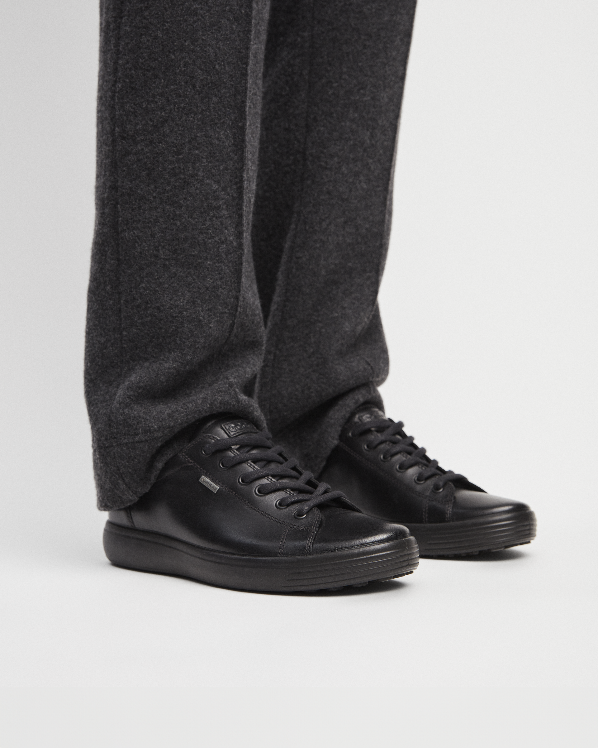 Men's ECCO® Soft 7 Leather Sneaker - Black - Lifestyle image-1