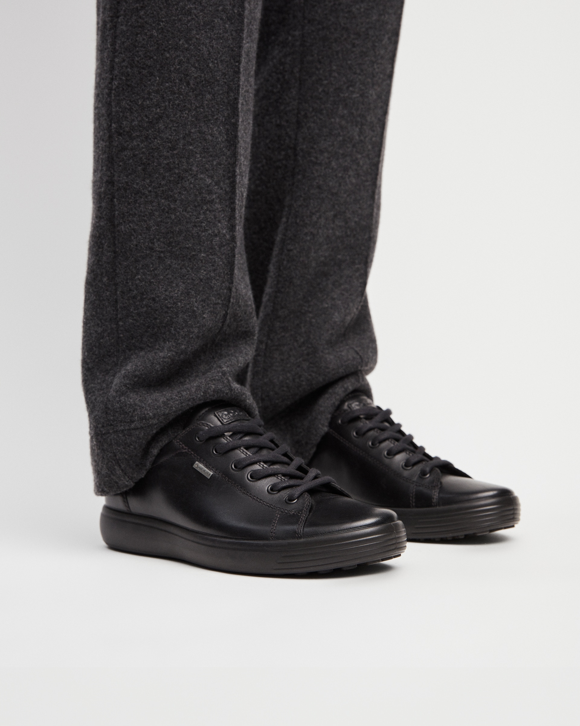 Men's ECCO® Soft 7 Leather Sneaker - Black - Lifestyle image-1