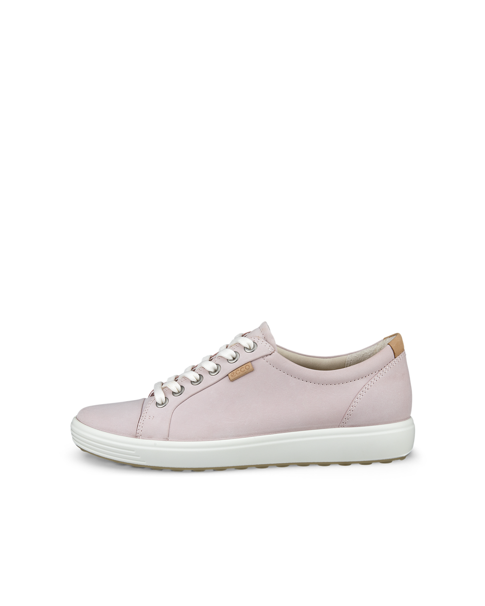 Women's ECCO® Soft 7 Nubuck Sneaker - Pink - Outside