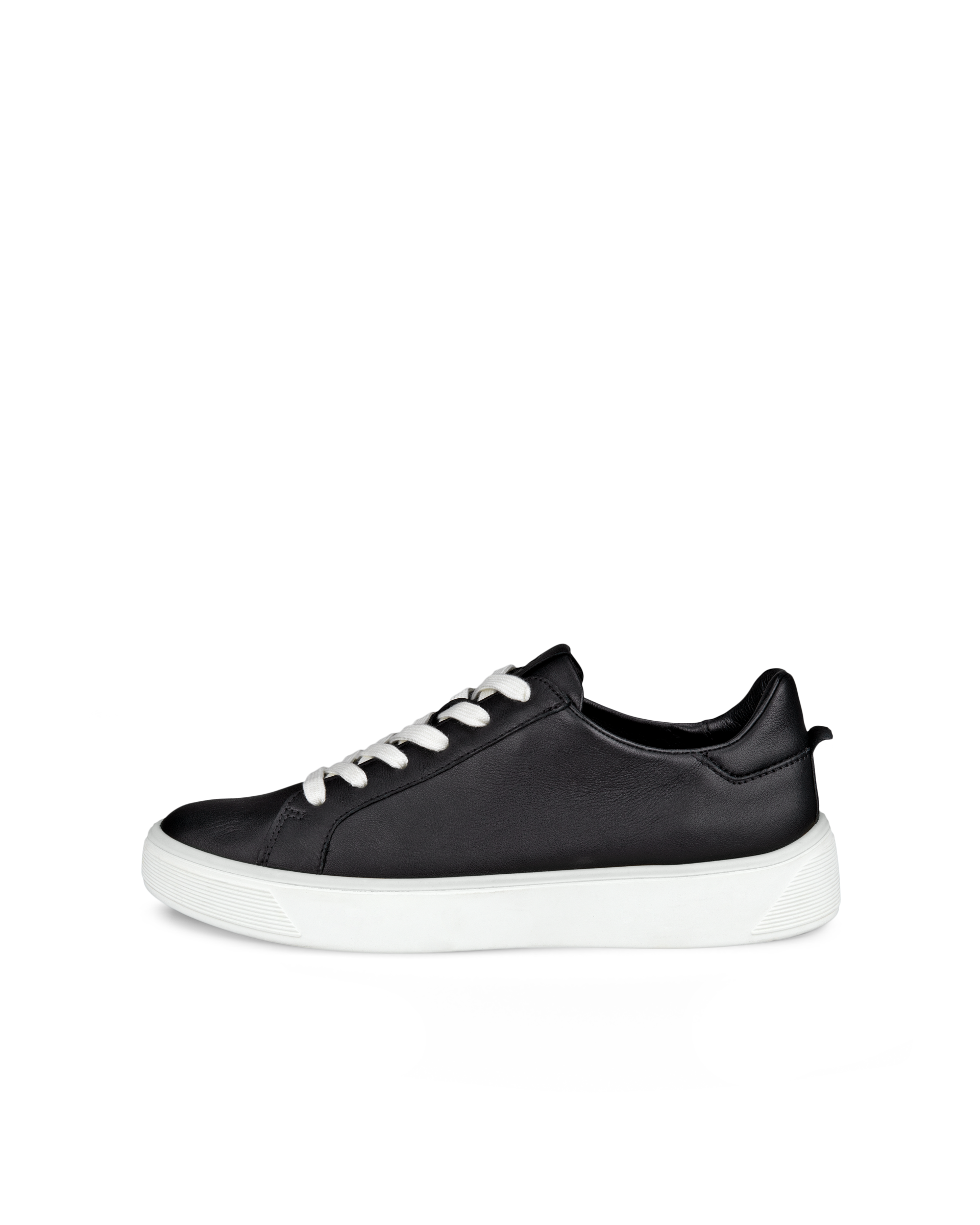 Women's ECCO® Street Tray Leather Sneaker - Black - Outside