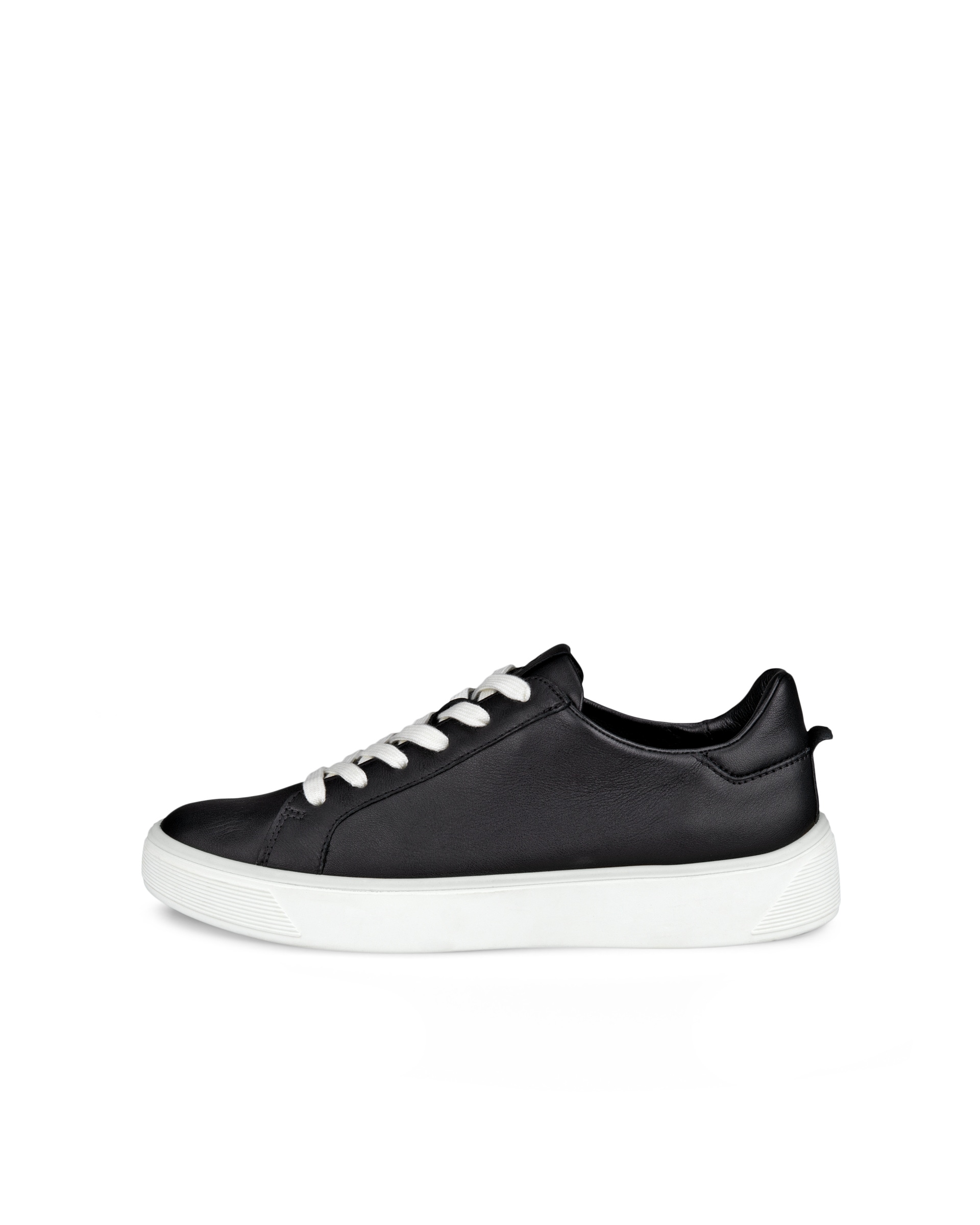 Women's ECCO® Street Tray Leather Sneaker - Black - Outside