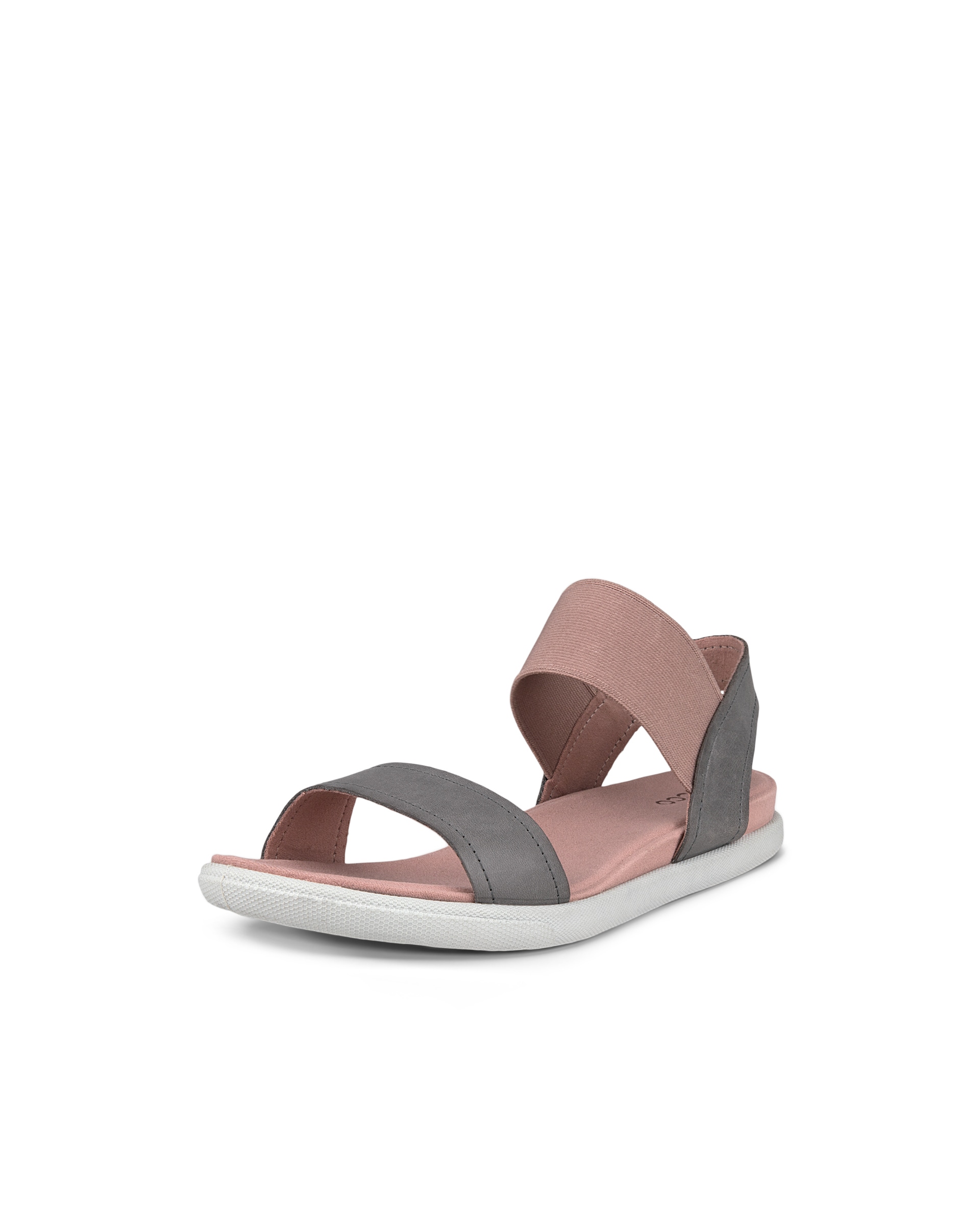 Women's ECCO® Damara Nubuck Flat Sandal - Grey - Main