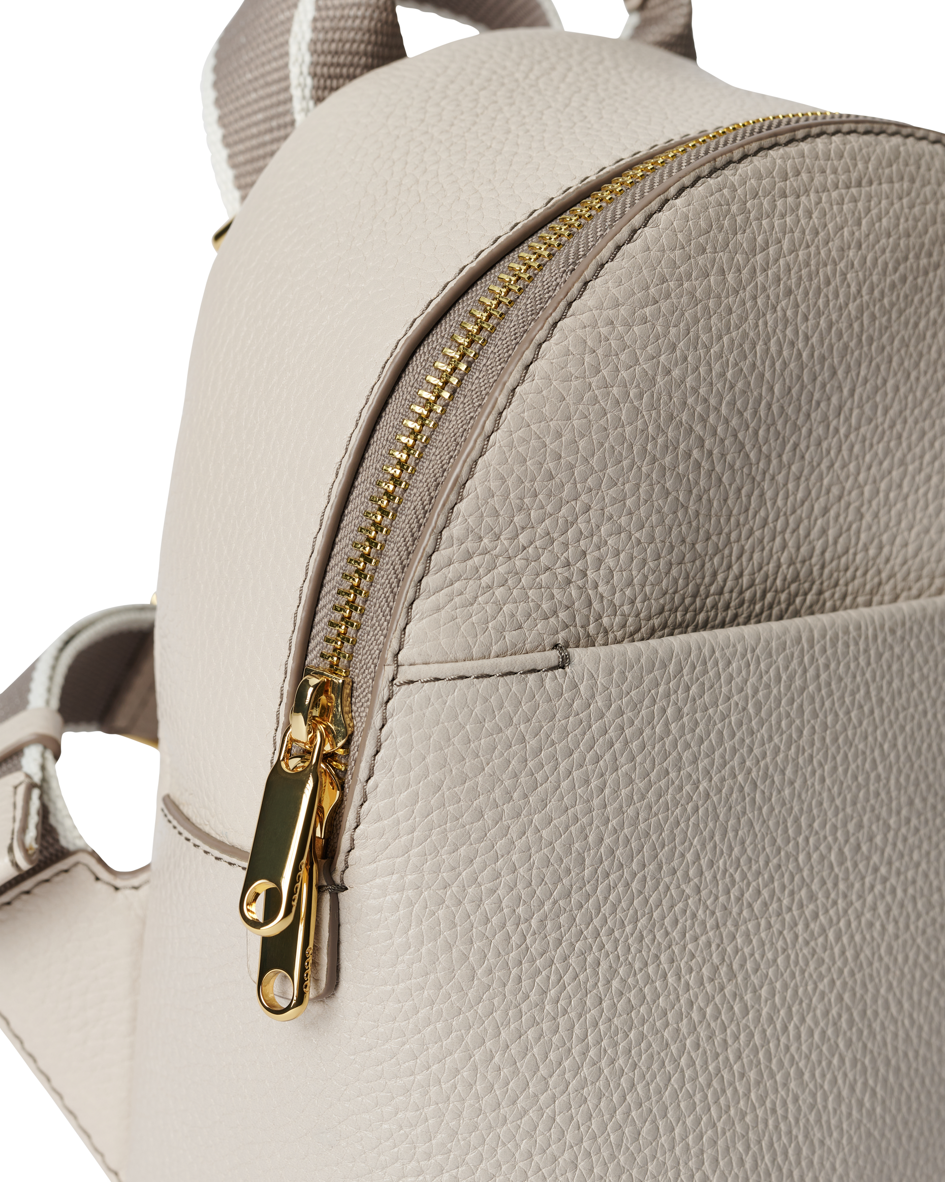 ECCO® Round Pack S Pebbled Leather Backpack - Beige - Detail-1