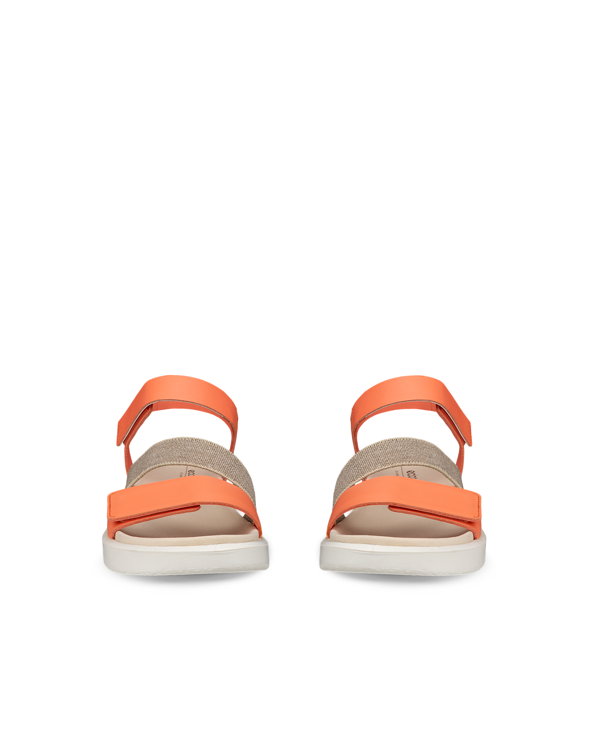 Women's ECCO® Flowt Nubuck Flat Sandal - Orange - Front pair