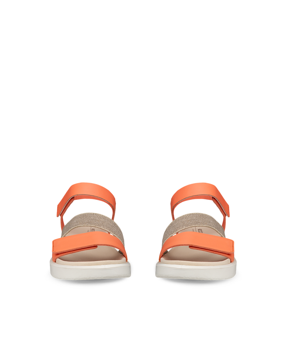 Women's ECCO® Flowt Leather Flat Sandal - Orange - Front pair