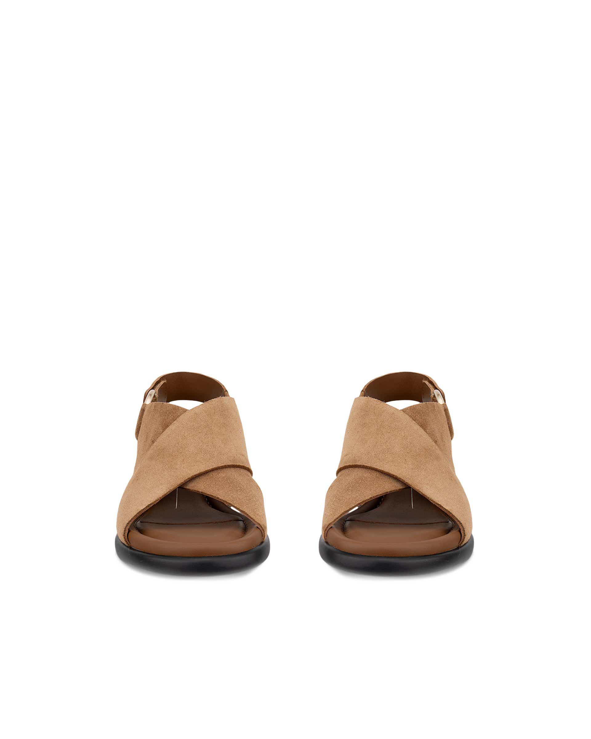 Women's ECCO® Metropole Seoul Suede Heeled Slingback Sandal - Brown - Front pair