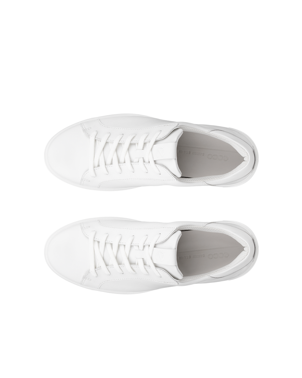 Men's ECCO® Street Tray Leather Sneaker - White - Top left pair