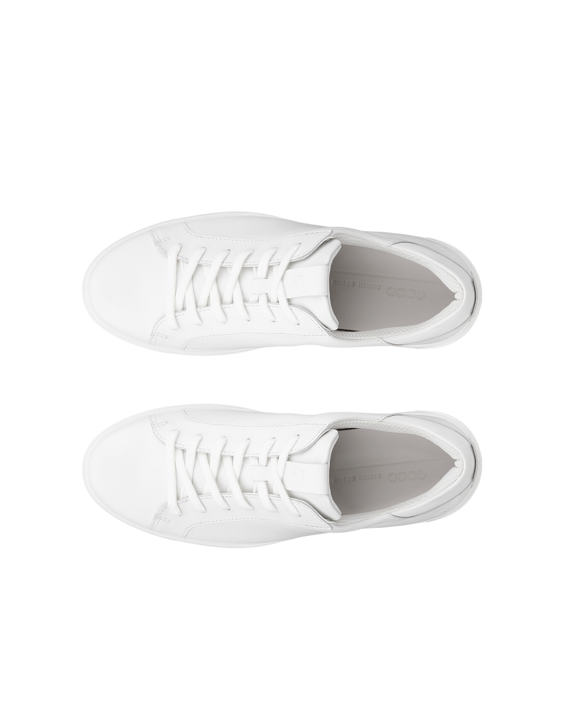 Men's ECCO® Street Tray Leather Sneaker - White - Top left pair