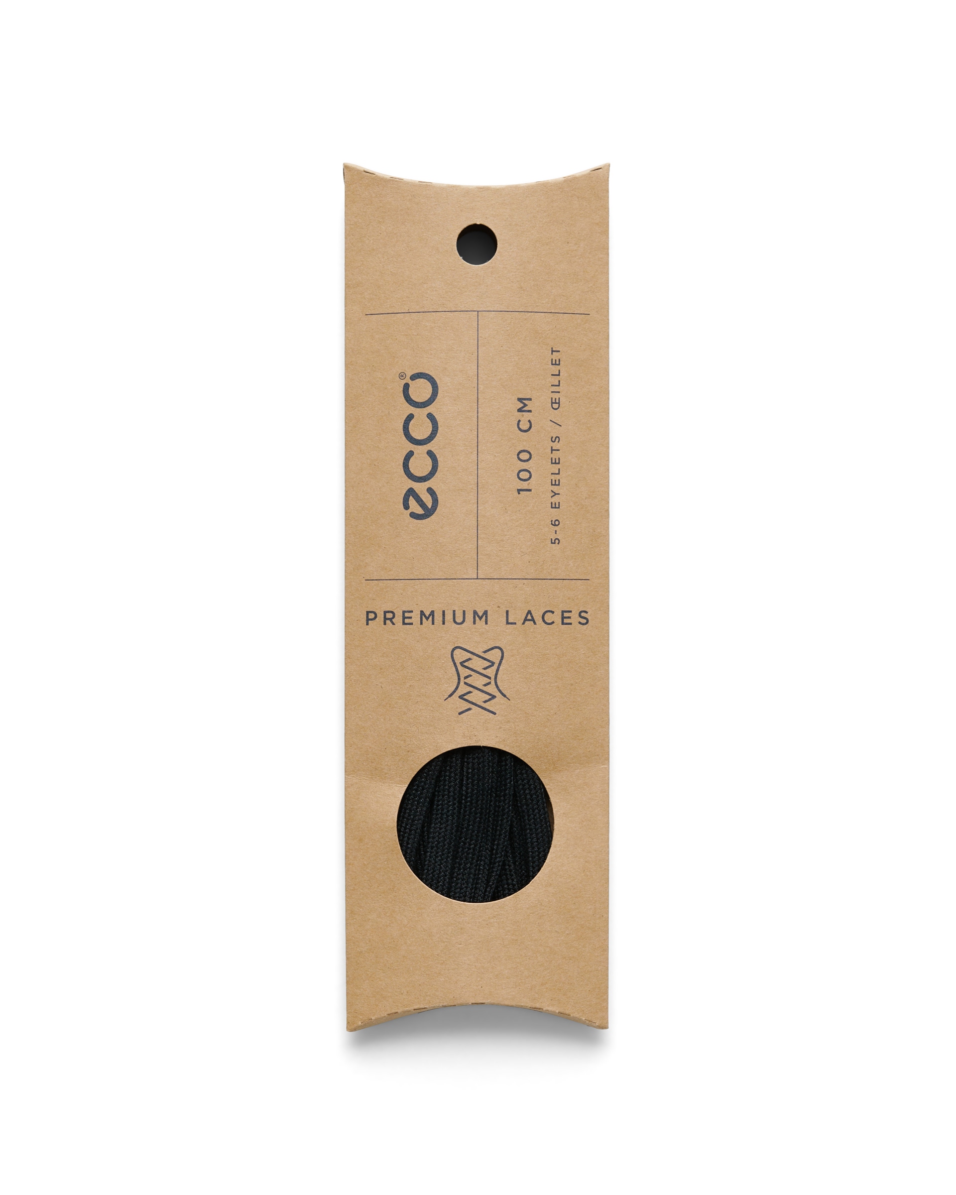 Ploché šnúrky ECCO® Flat - Čierna - Detail-2