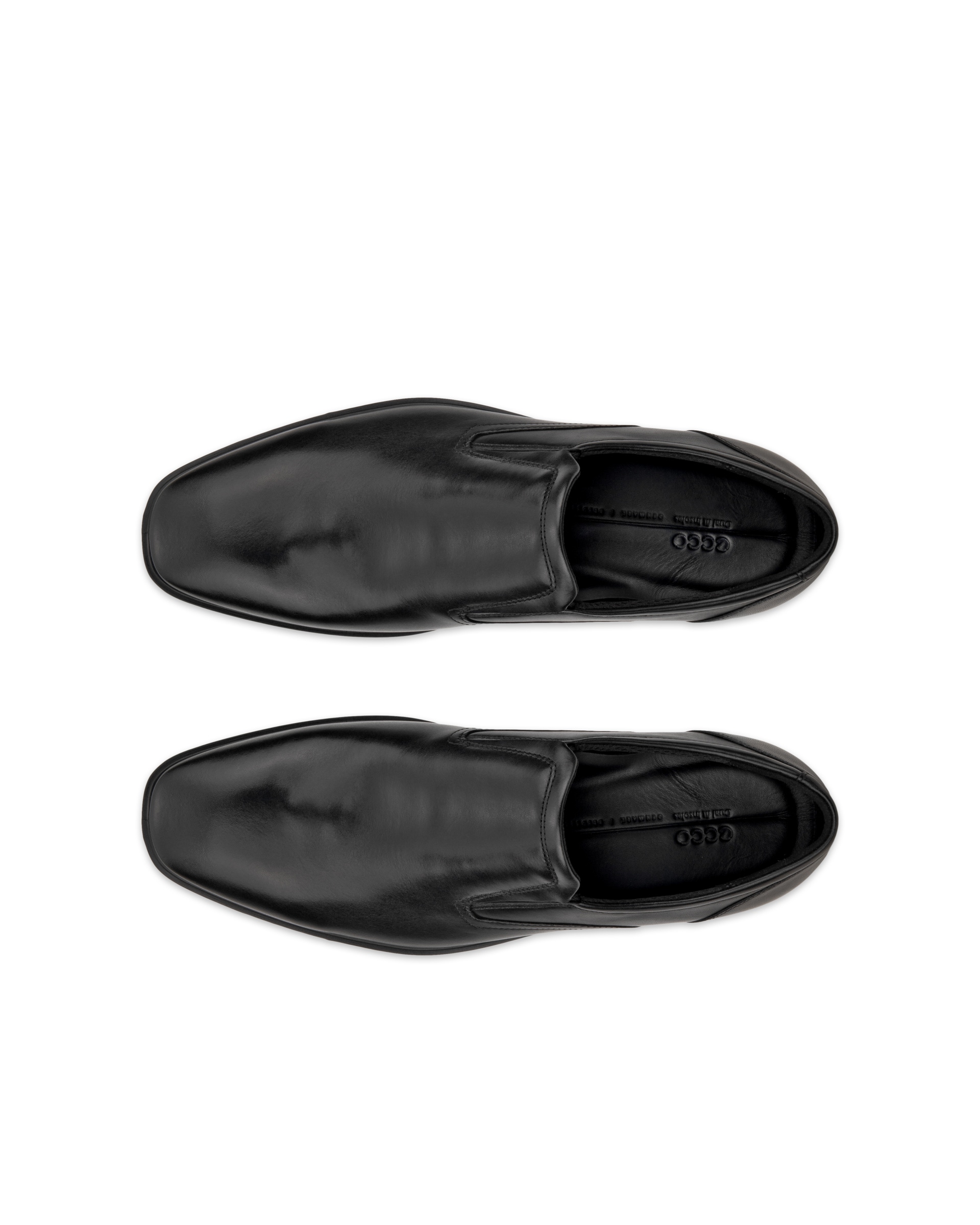 Men's ECCO® Metropole Milan Leather Slip-On Derby Shoe - Black - Top left pair