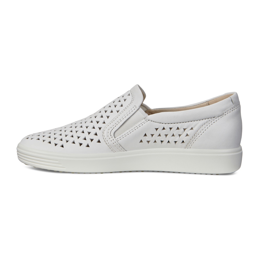 Women's ECCO® Soft 7 Leather Slip-On Sneaker - White - Inside