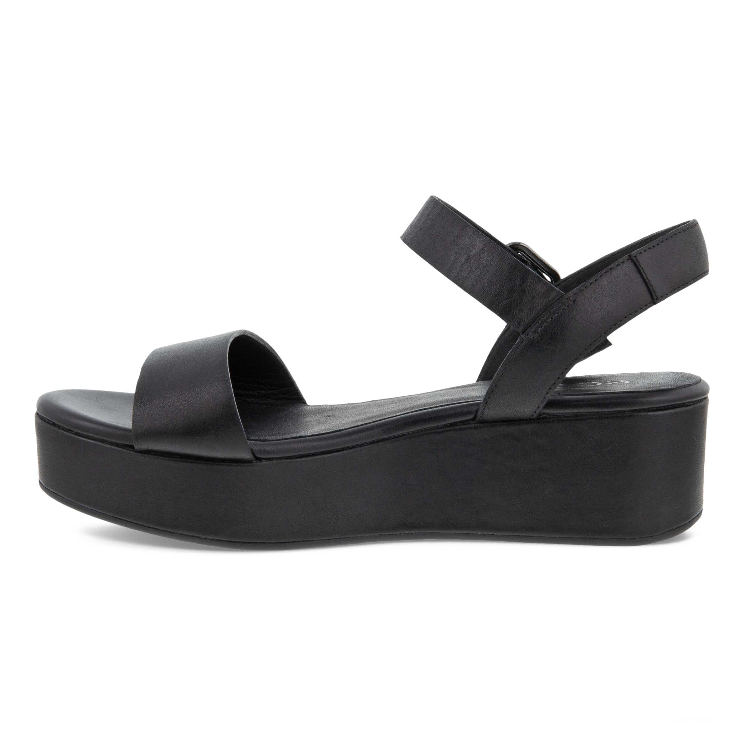 ECCO Elevate Plateau ウィメンズ レザーフラットサンダル - Black - Inside