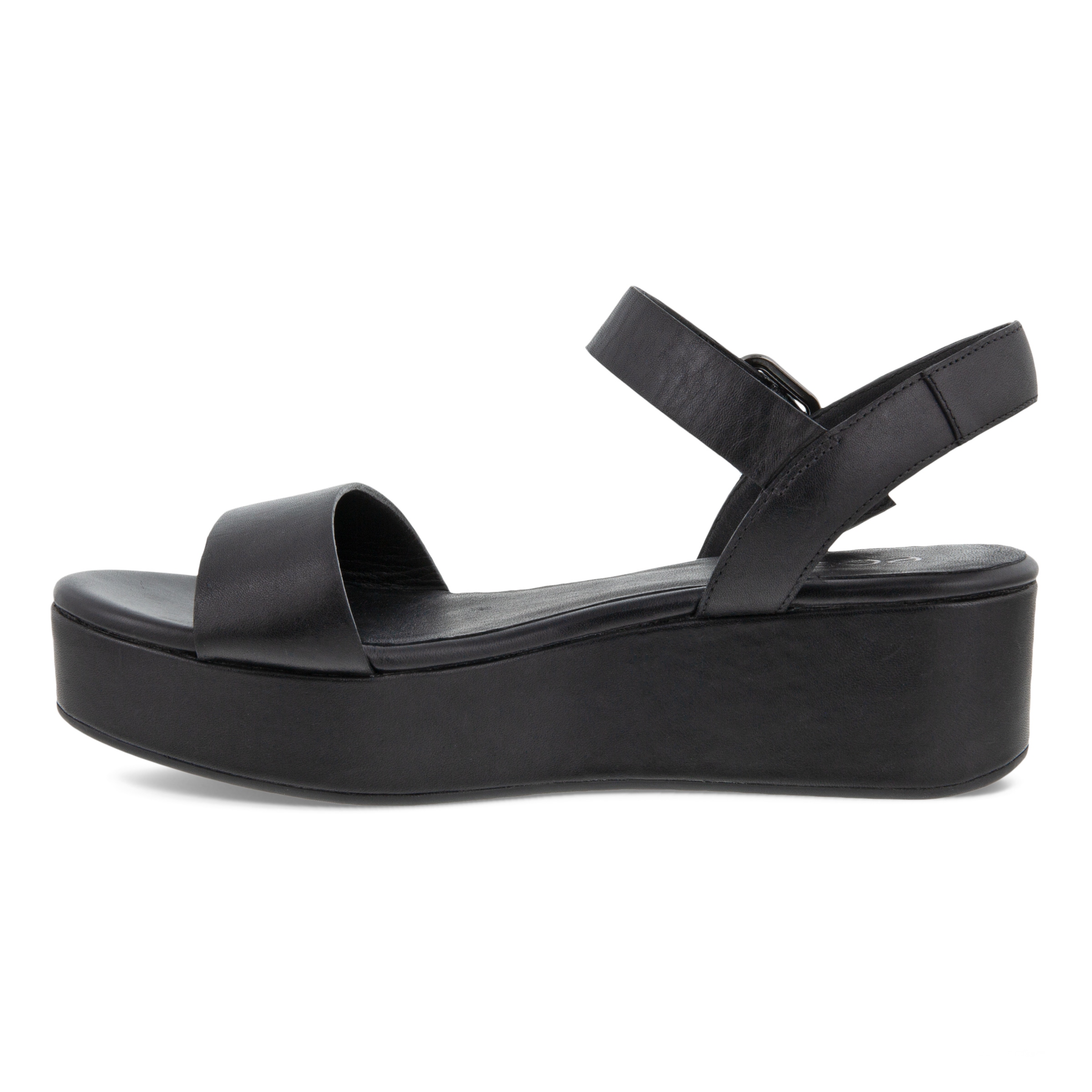 ECCO Elevate Plateau ウィメンズ レザーフラットサンダル - Black - Inside