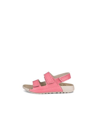 Kids' ECCO® Cozmo Leather Two Strap Sandal - Pink - Outside