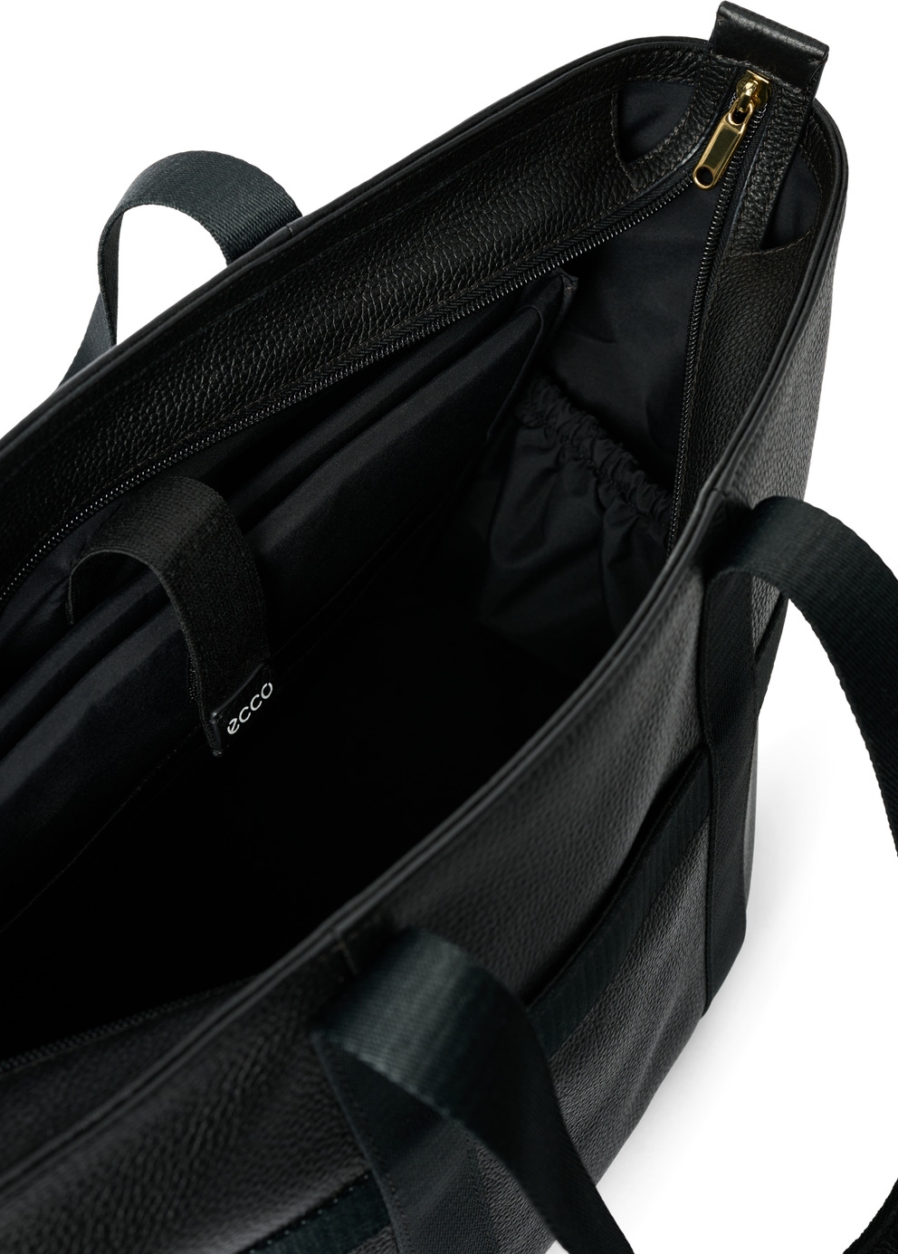 ECCO® Globetrotter Tote Leather Waterproof Pebbled Bag - Black - Inside