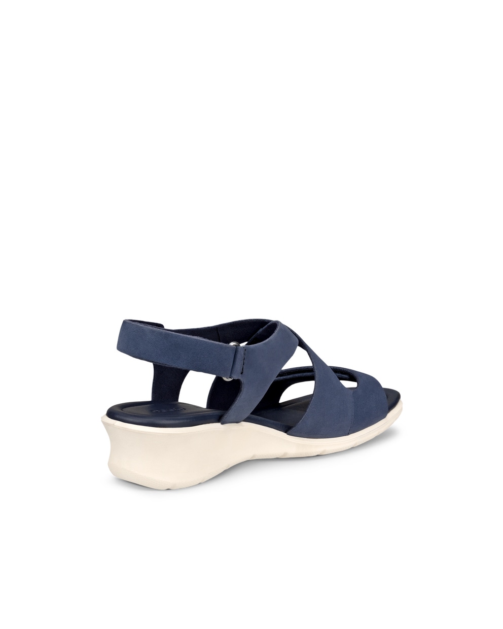 Women's ECCO® Felicia Leather Wedge Sandal - Blue - Back