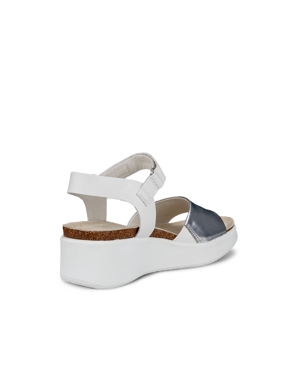 ECCO® Flowt sandale compensée liège et cuir pour femme - Blanc - Back