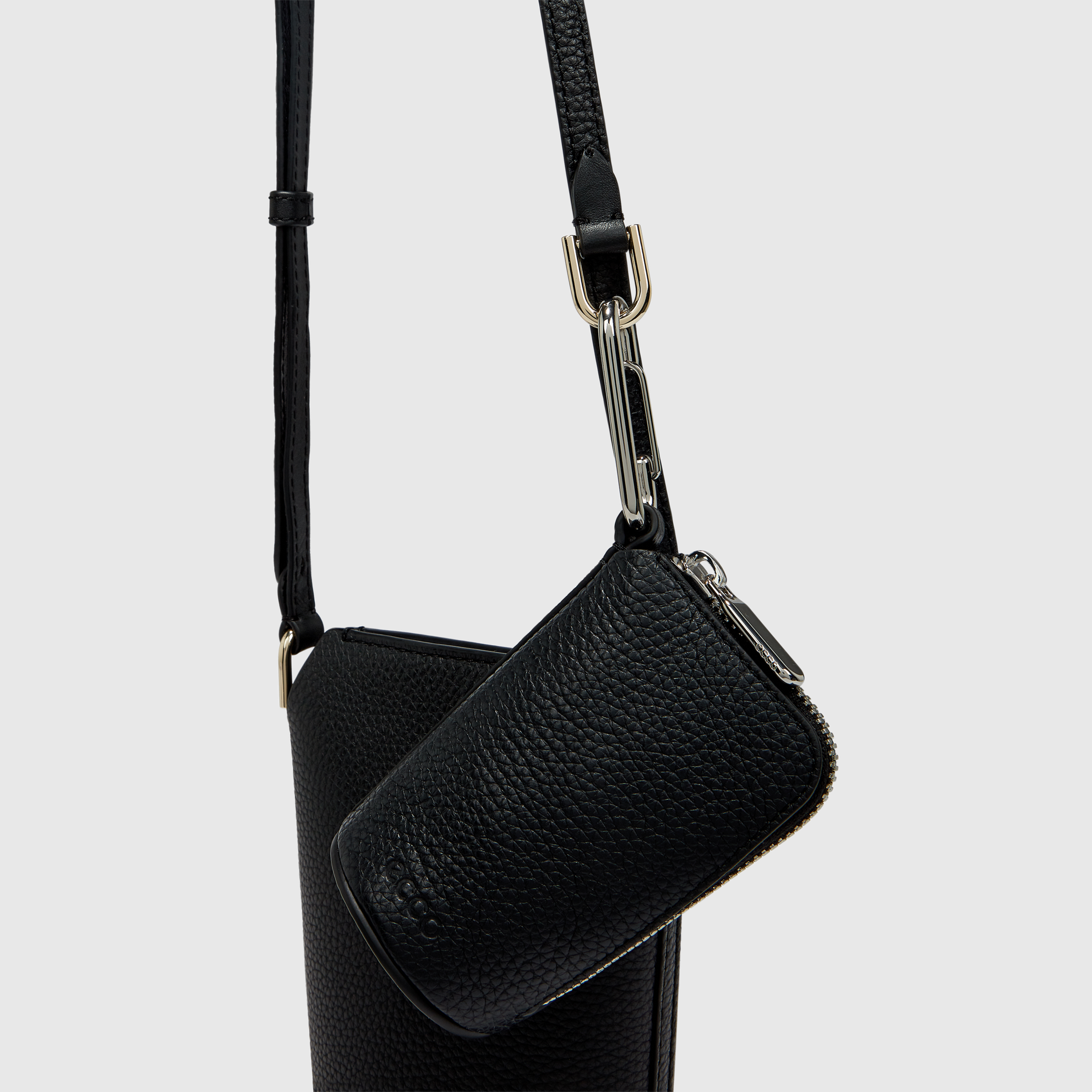 ECCO® Pot Textureblock Leather Crossbody Bag - Black - Detail-2