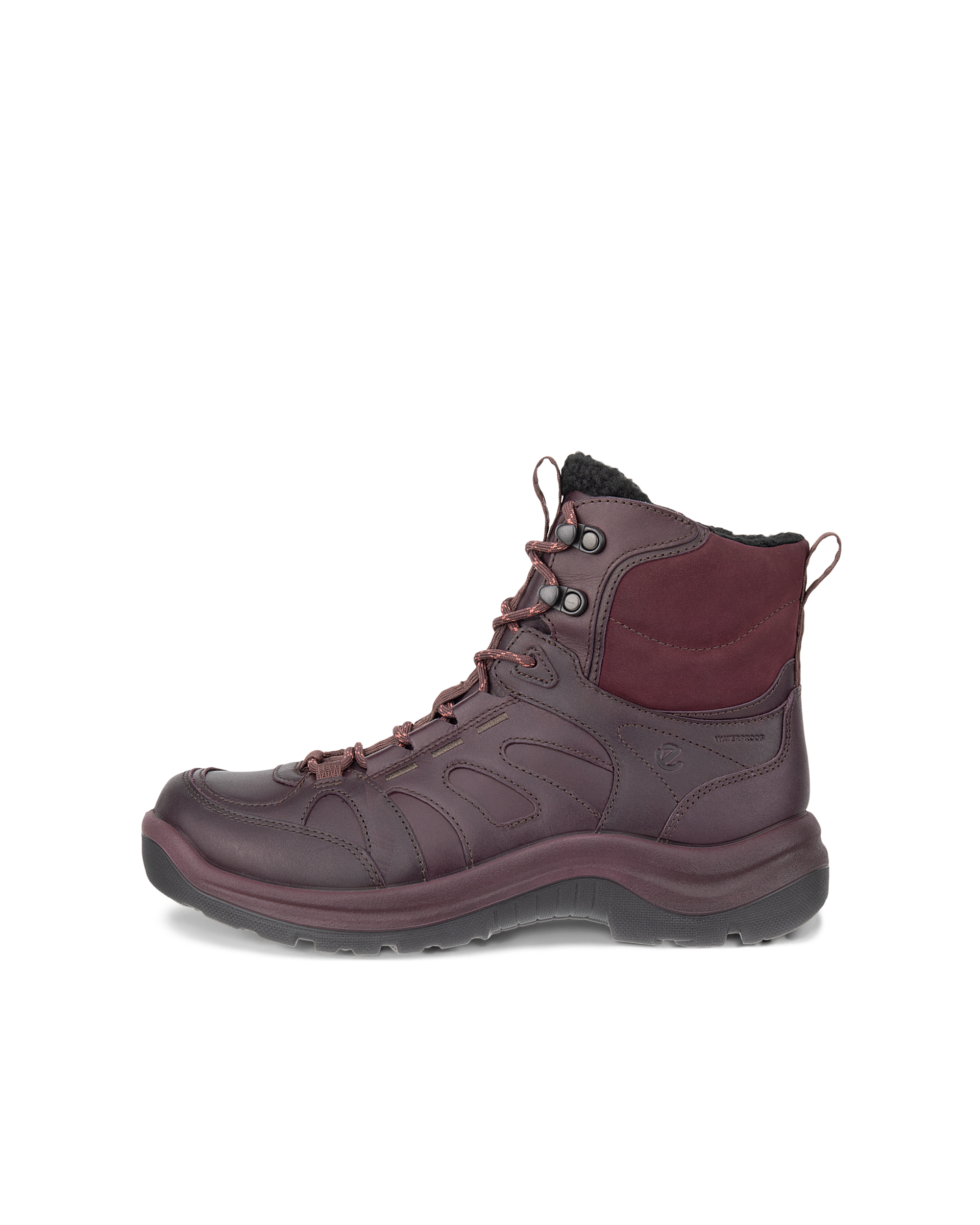 Women's ECCO® Offroad Leather Waterproof Mid-Cut Outdoor Boot - Purple - Outside