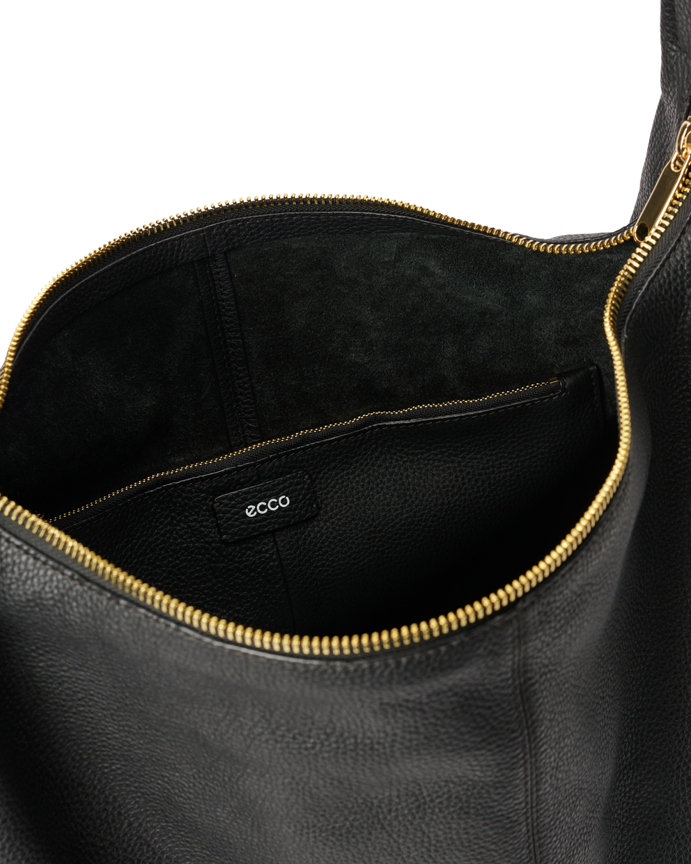 ECCO® Soft Large Pebbled Leather Hobo Bag - Black - Inside