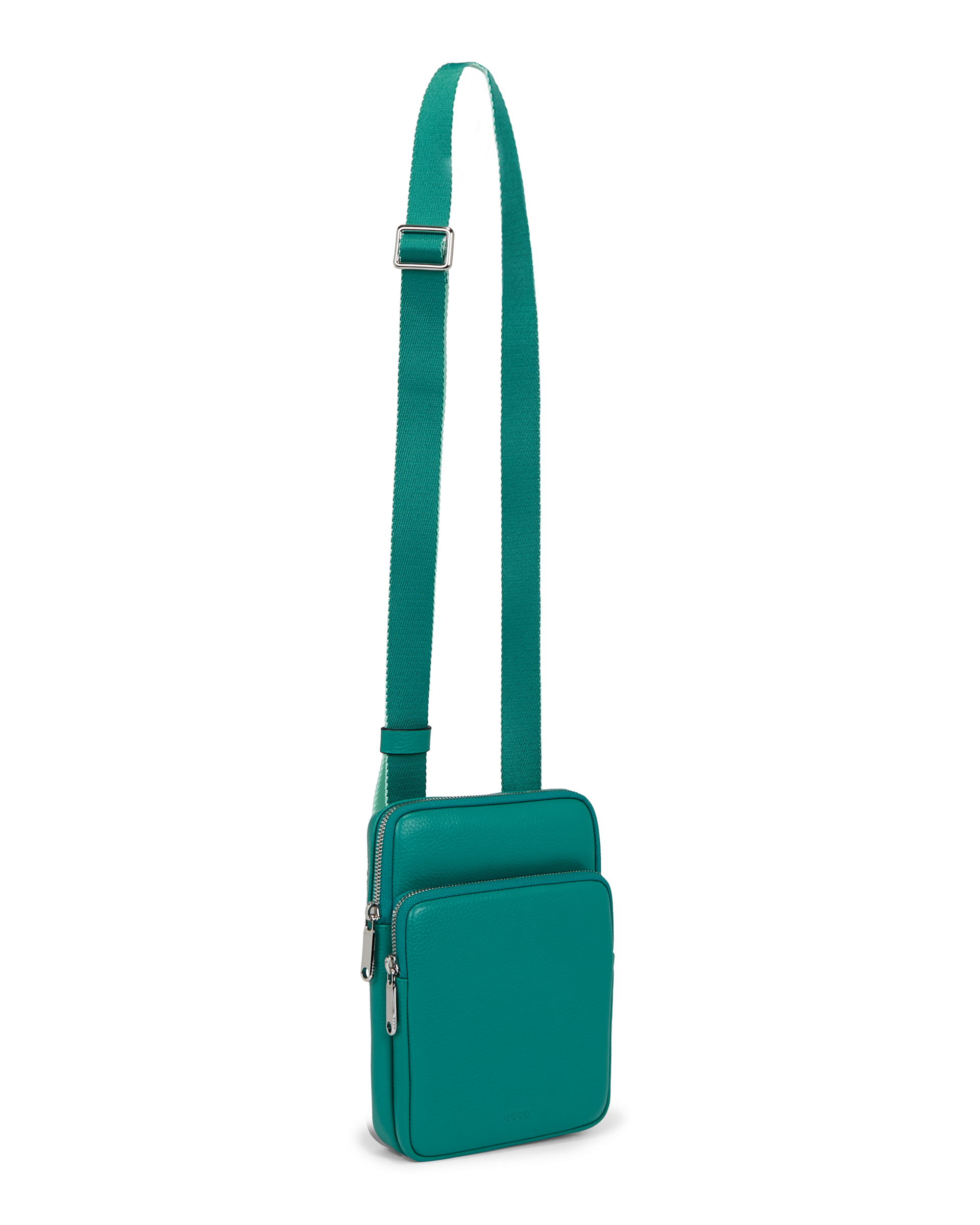 ECCO® Flat Pouch Pebbled Leather Crossbody Bag - Green - Main