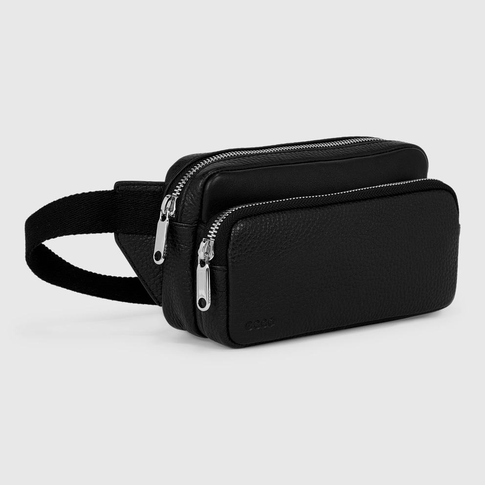 ECCO® Textureblock Leather Waist Bag - Black - Main