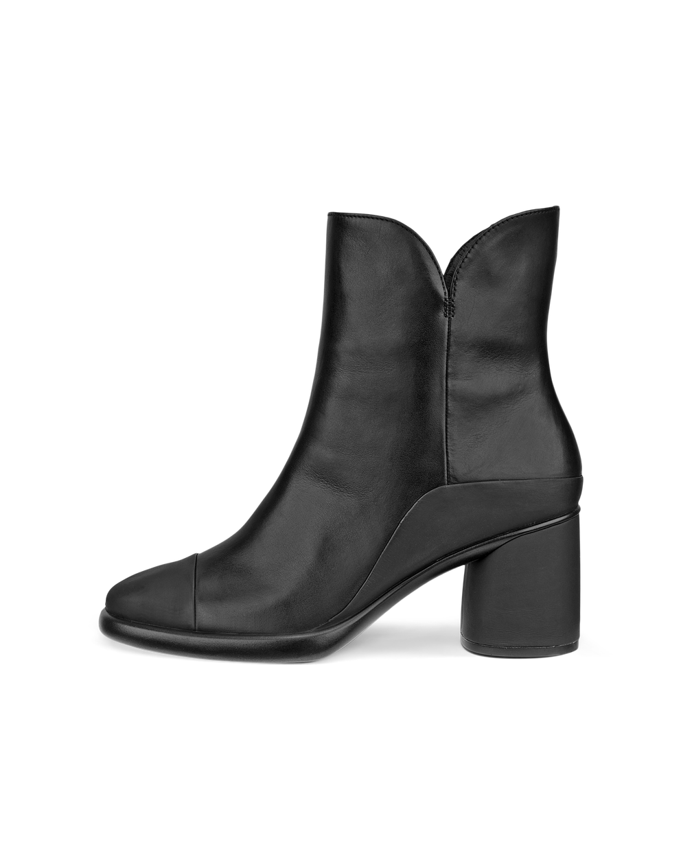 Women's ECCO® Sculpted LX 55 Leather Block-Heeled Ankle Boot - Black - Outside