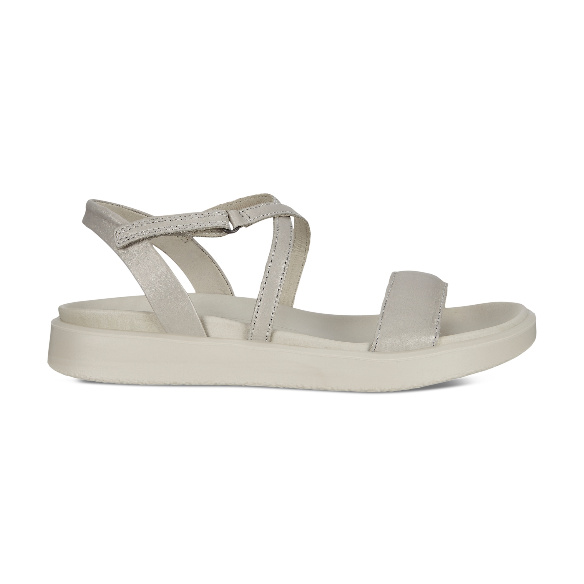 Women's ECCO® Flowt LX Leather Flat Sandal - Grey - Outside