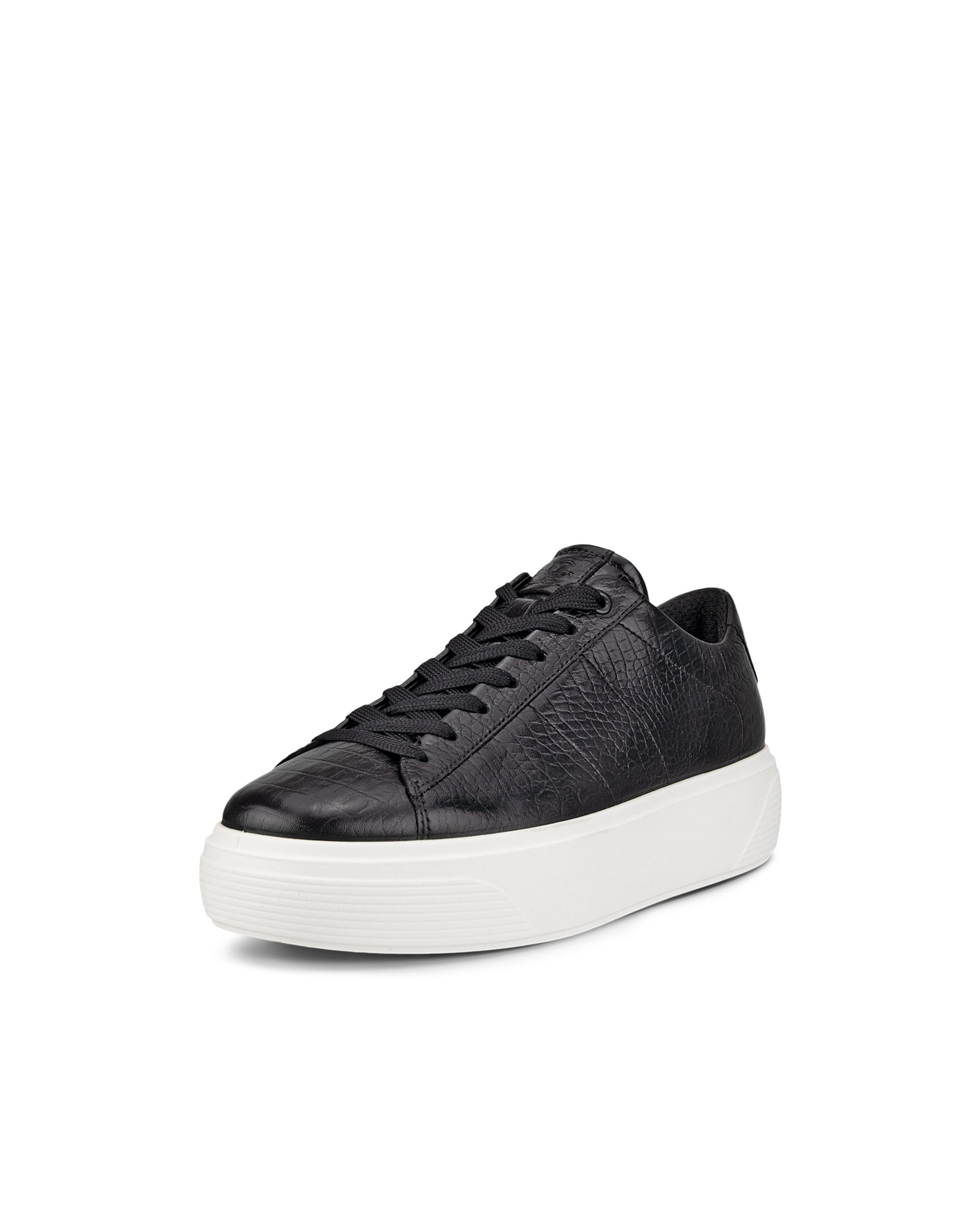 Women's ECCO® Street Platform Leather Sneaker - Black - Main