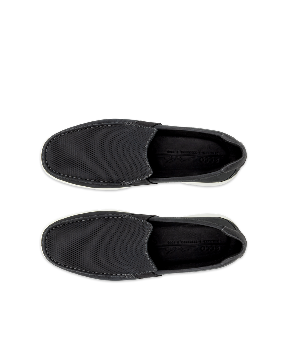 남성 ECCO S Lite Moc 누벅 모카신 - Black - Top left pair