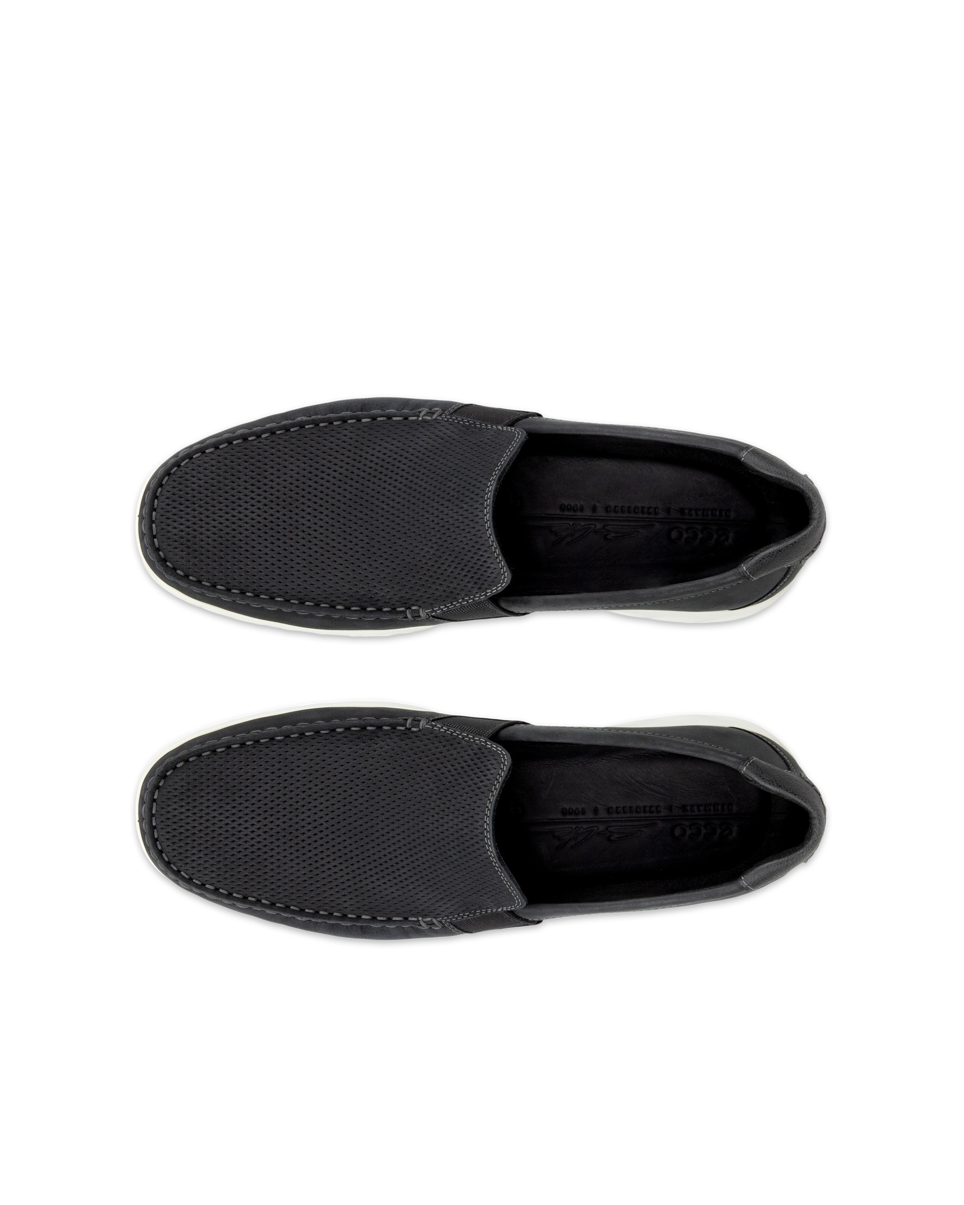 Men's ECCO® S Lite Moc Nubuck Moccasin - Black - Top left pair