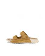 Women's ECCO® Cozmo Nubuck Two Strap Sandal - Beige - Outside