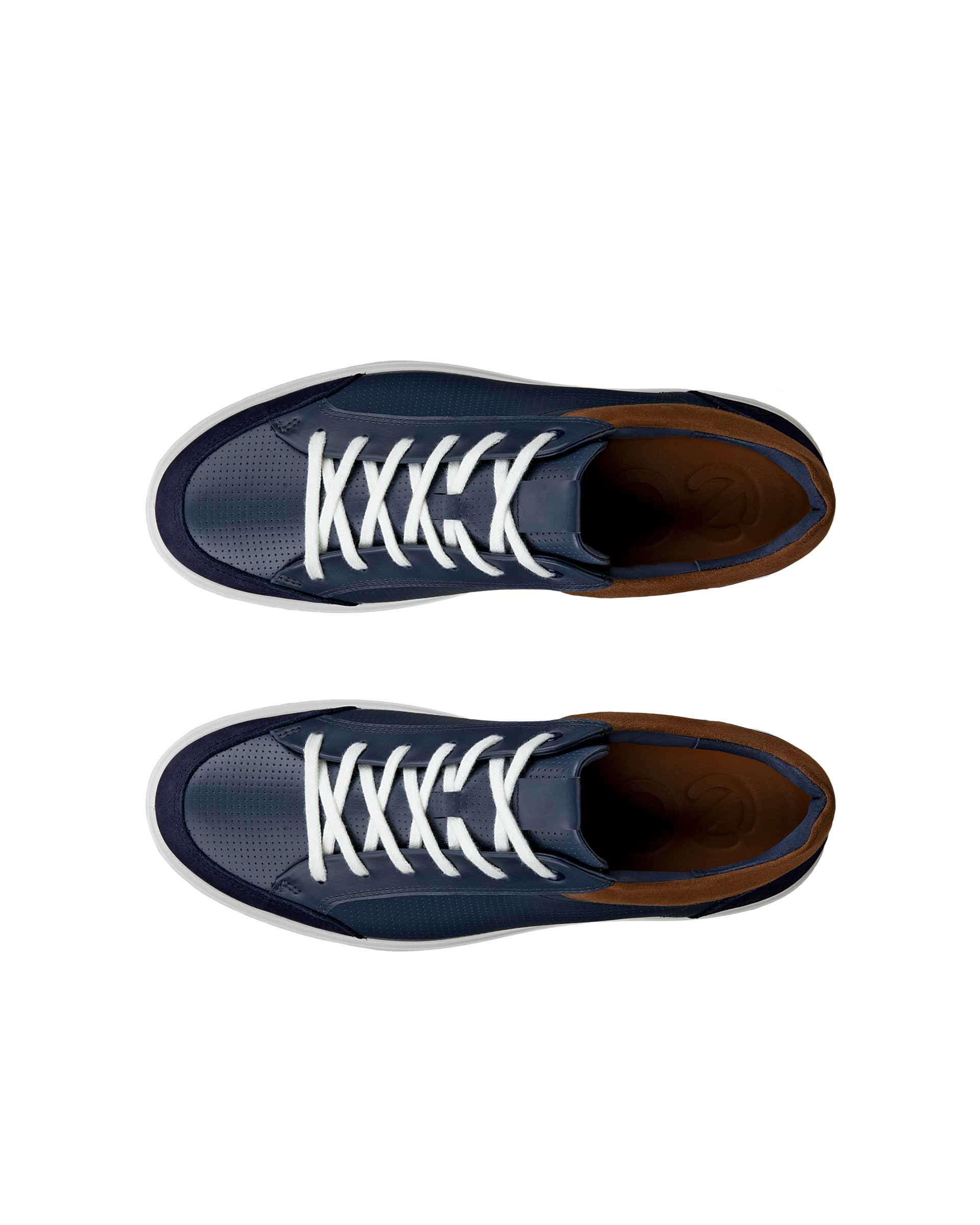 Men's ECCO® Soft 60 Leather Sneaker - Blue - Top left pair