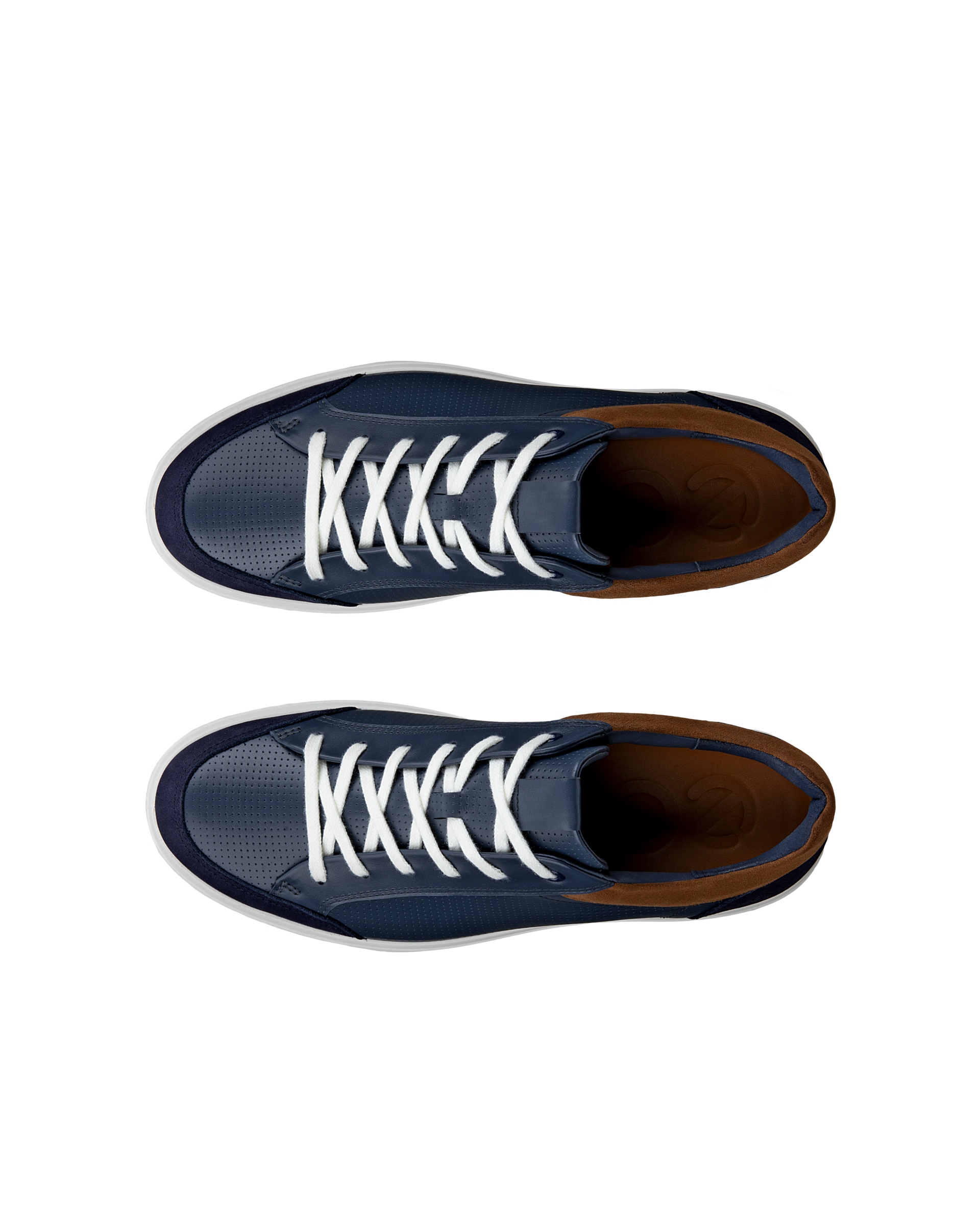 Men's ECCO® Soft 60 Leather Sneaker - Blue - Top left pair