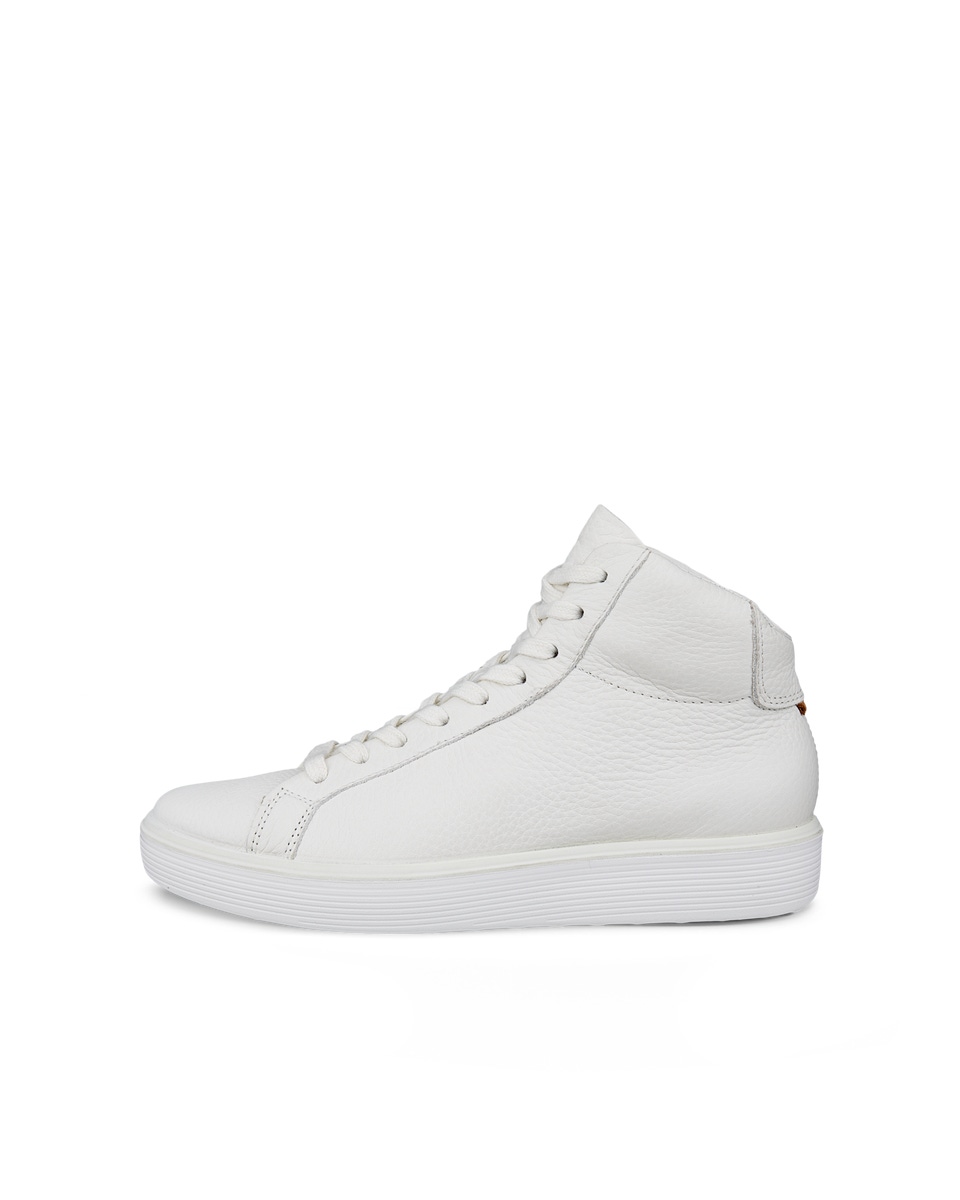 Women s ECCO Soft 60 Leather High Top Sneaker White