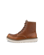 Women's ECCO® Staker Leather Moc-Toe Boot - Brown - Outside