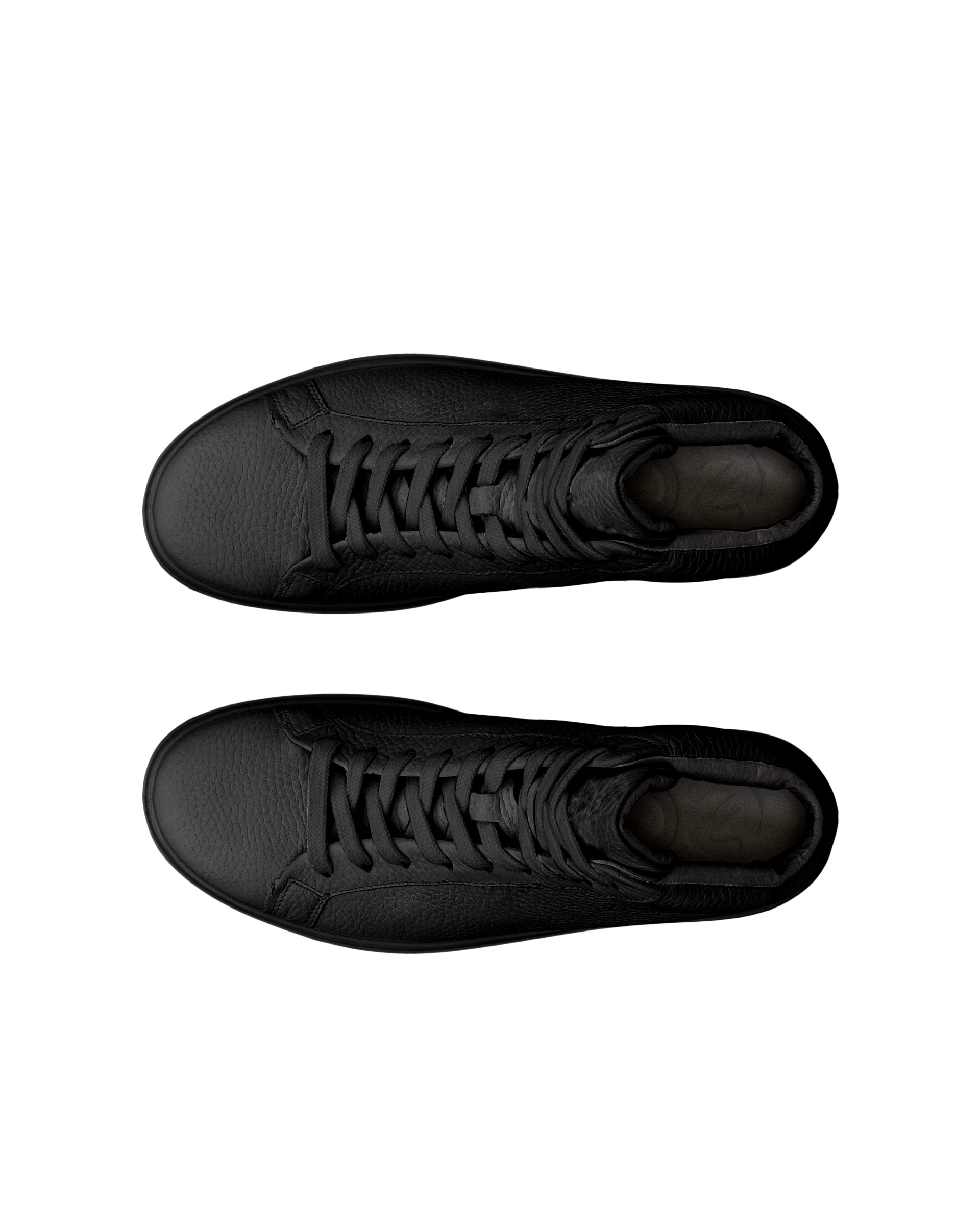 Women's ECCO® Soft 60 Leather High-Top Sneaker - Black - Top left pair