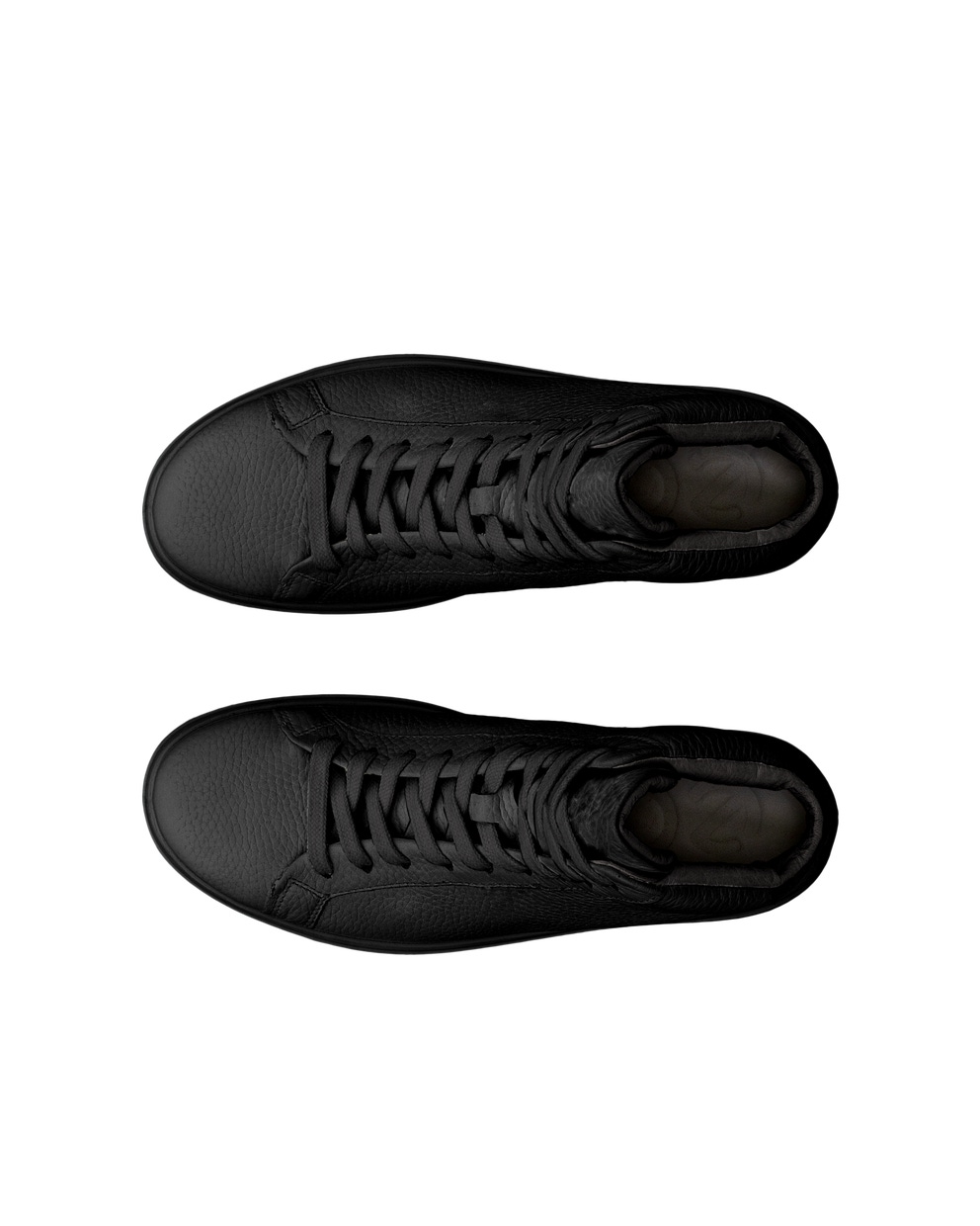 Women's ECCO® Soft 60 Leather High-Top Sneaker - Black - Top left pair