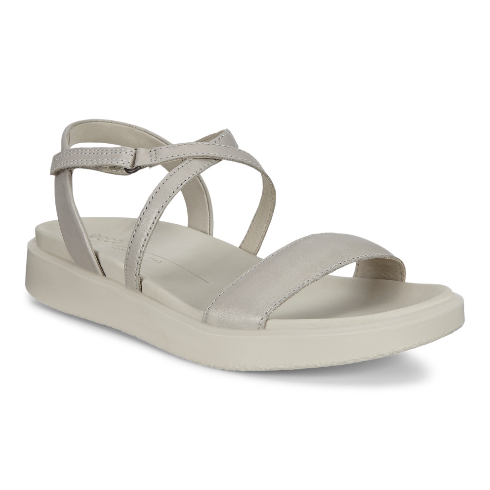 Women's ECCO® Flowt LX Leather Flat Sandal - Grey - Main