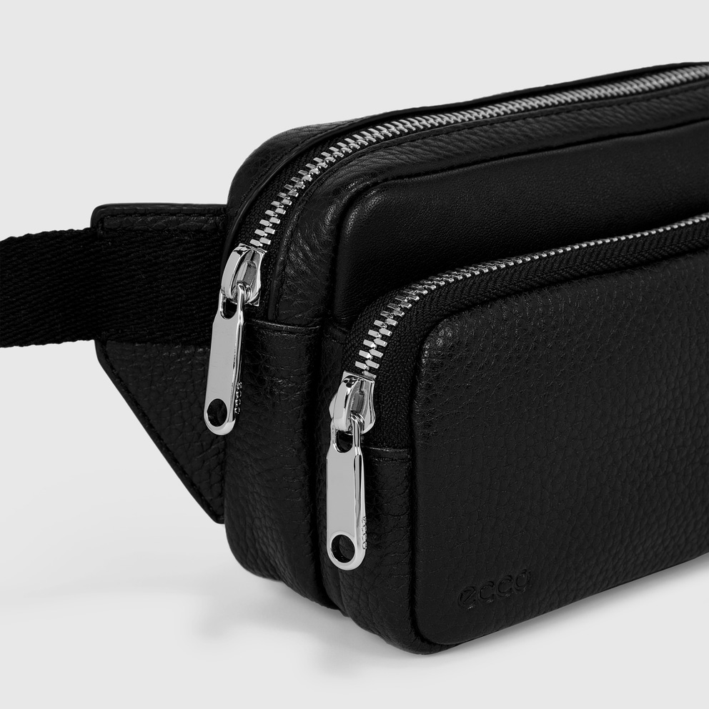 ECCO® Textureblock Leather Waist Bag - Black - Detail-1