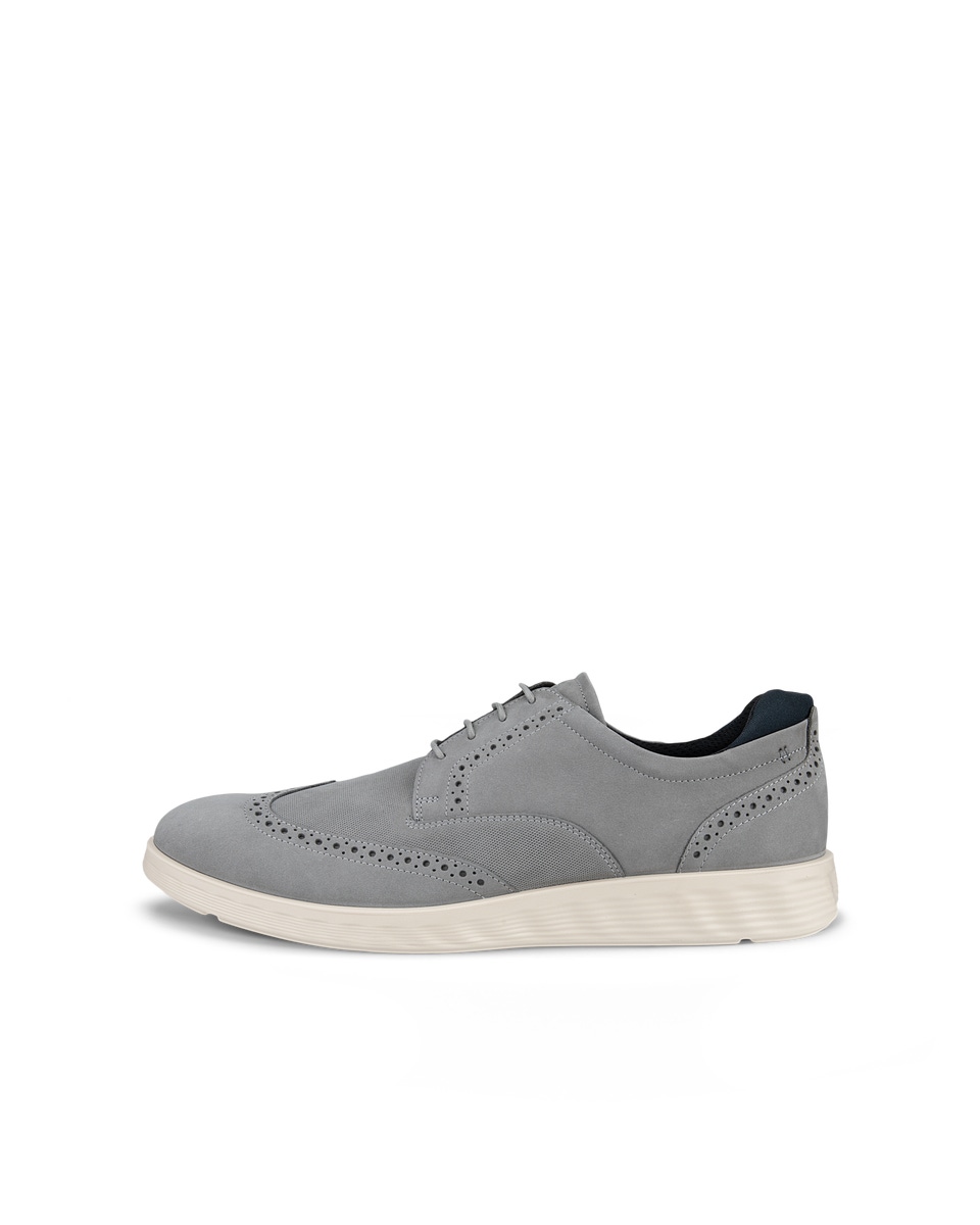 Men s ECCO S Lite Hybrid Leather Brogue Shoe Grey