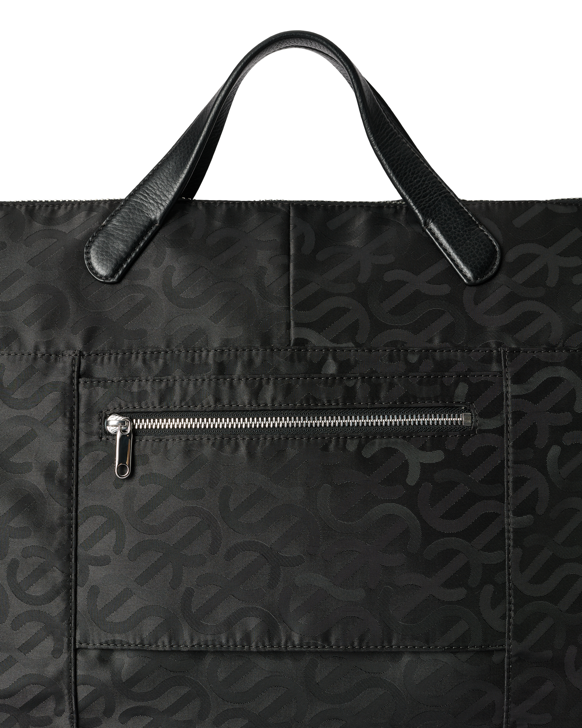 Black White AZTEC THREE POCKET JACQUARD BAG- XL online Weekender tote Designer bag