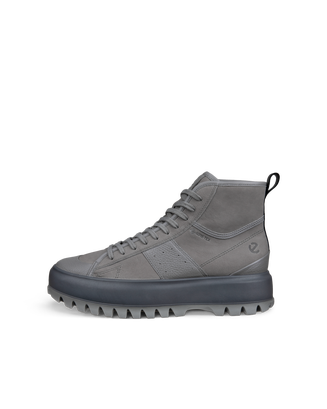 Men's ECCO® Street Ace Rugged Nubuck Gore-Tex High-Top Sneaker - Grey - Outside