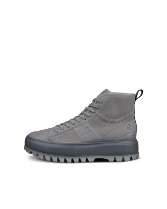 Men's ECCO® Street Ace Rugged Nubuck Gore-Tex High-Top Sneaker - Grey - Outside