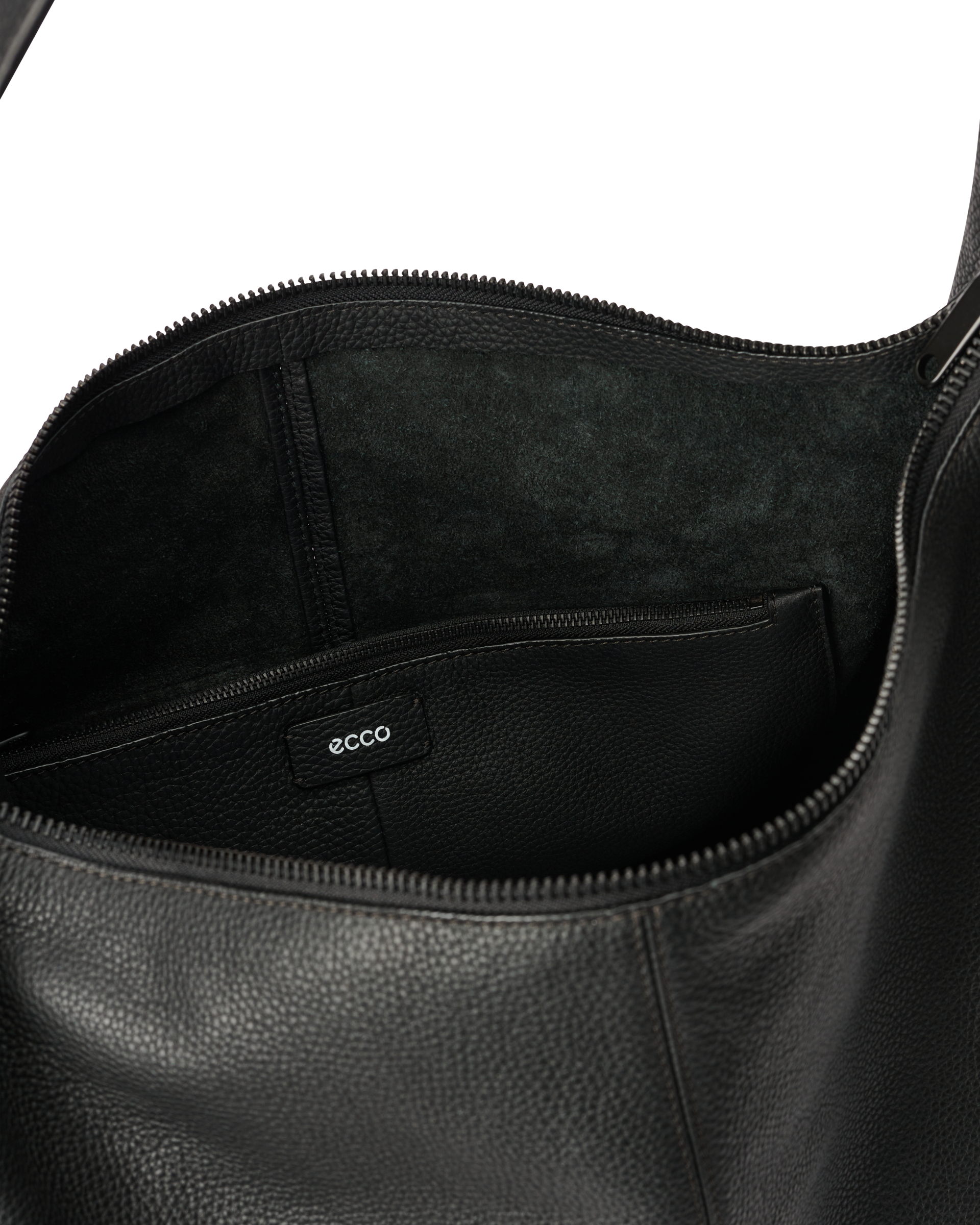 ECCO® Soft Large Pebbled Leather Hobo Bag - Black - Inside